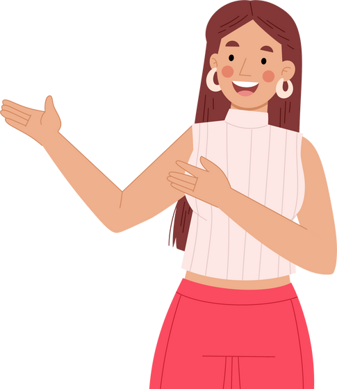 Illustration of young woman presentation gesture