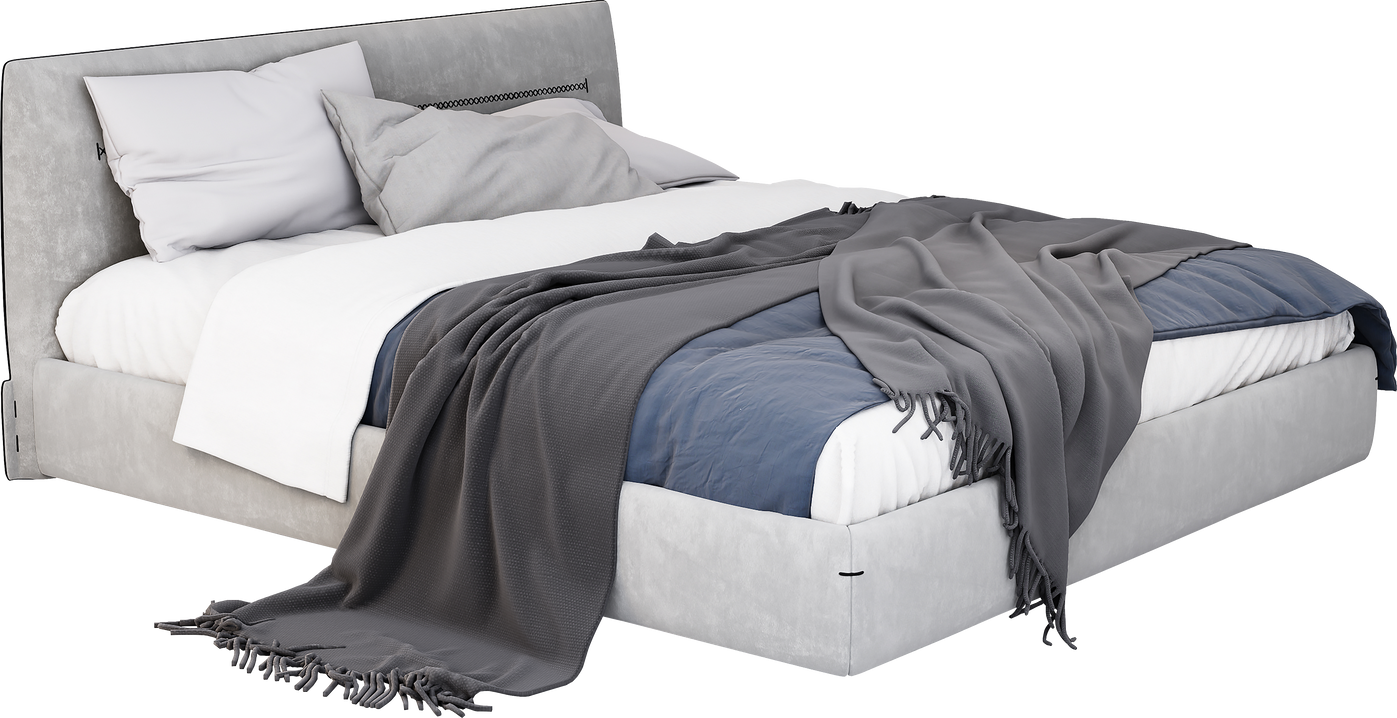 3d Furniture modern grey double bed isolated on a white background, Decoration Design for bedroom